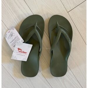 Archies Arch Support Flip Flops Mens US 9 Womens US 10 Khaki Green Orthotic Sand